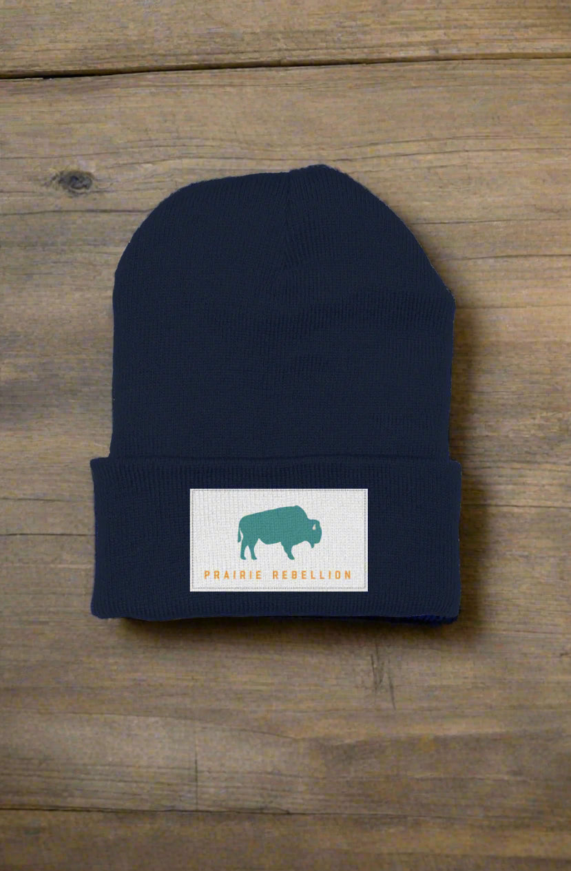 Teal Buffalo Patch Beanie