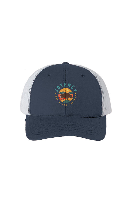 Joyency Summer Vibes Logo USA-Made-White Mesh Trucker Cap