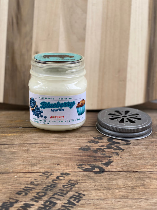 Blueberry Muffin hand-poured soy candle with blueberries