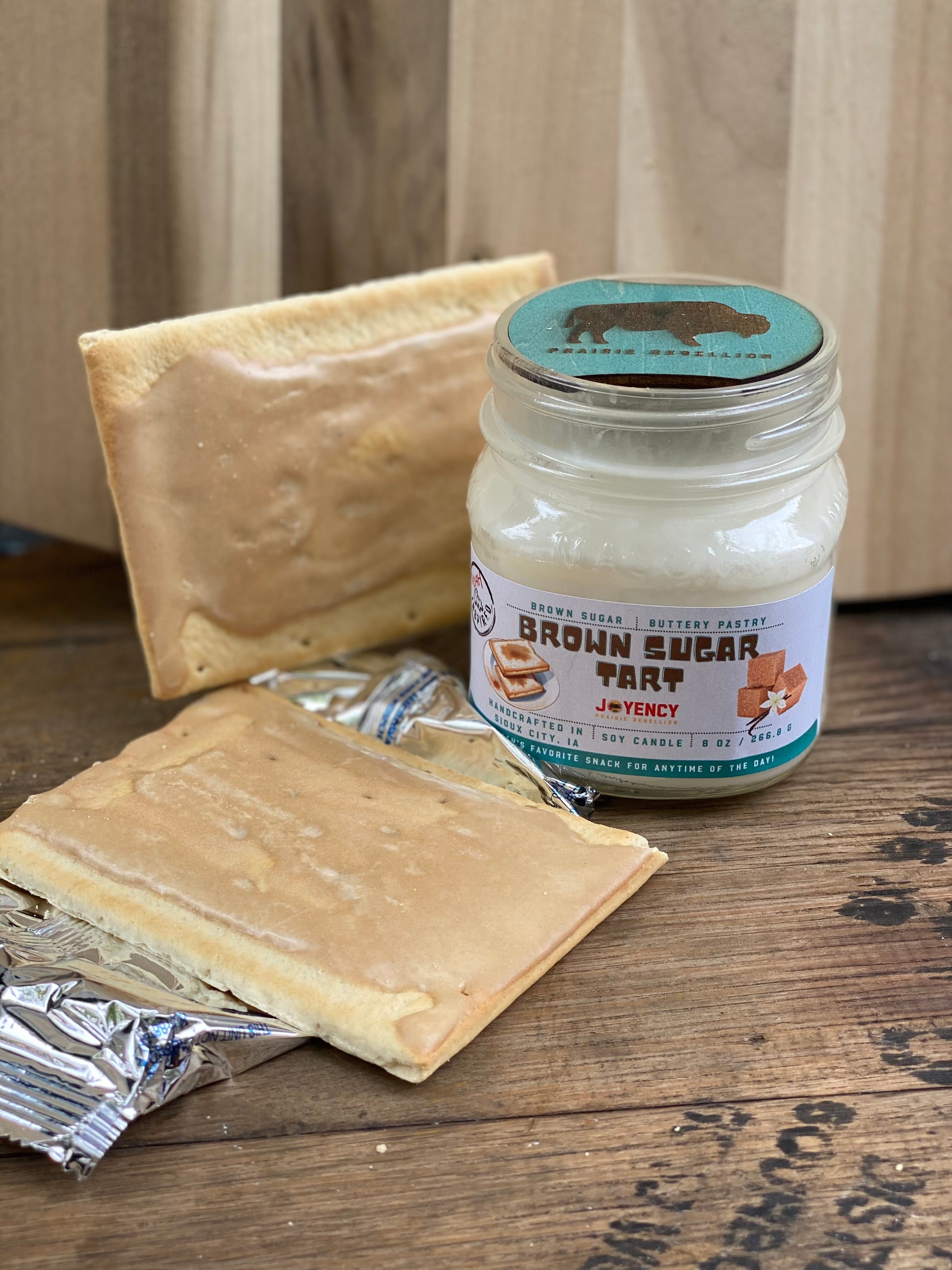 Brown Sugar Tart hand-poured soy candle with brown sugar tart