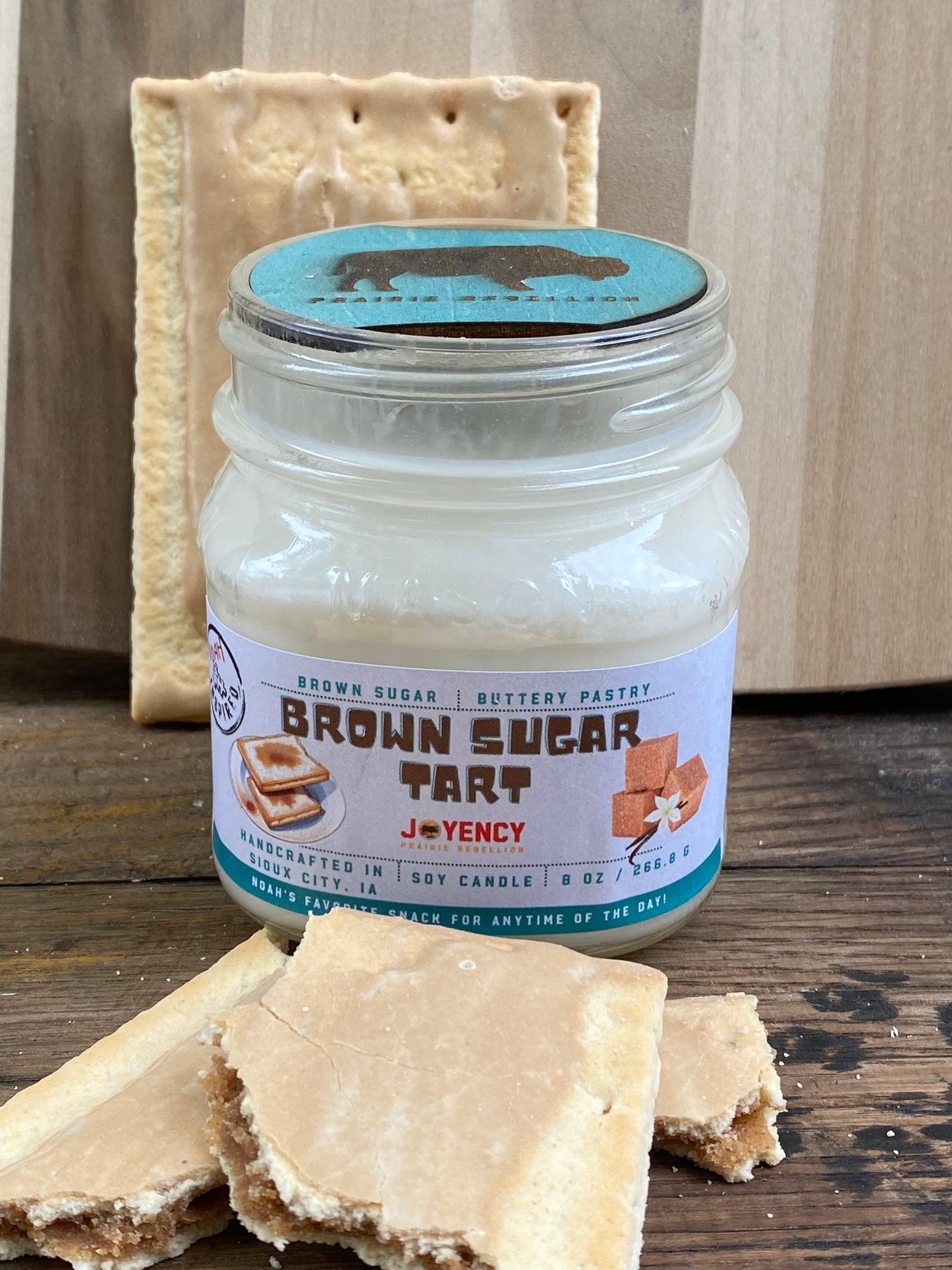 Brown Sugar Tart hand-poured soy candle with brown sugar tart
