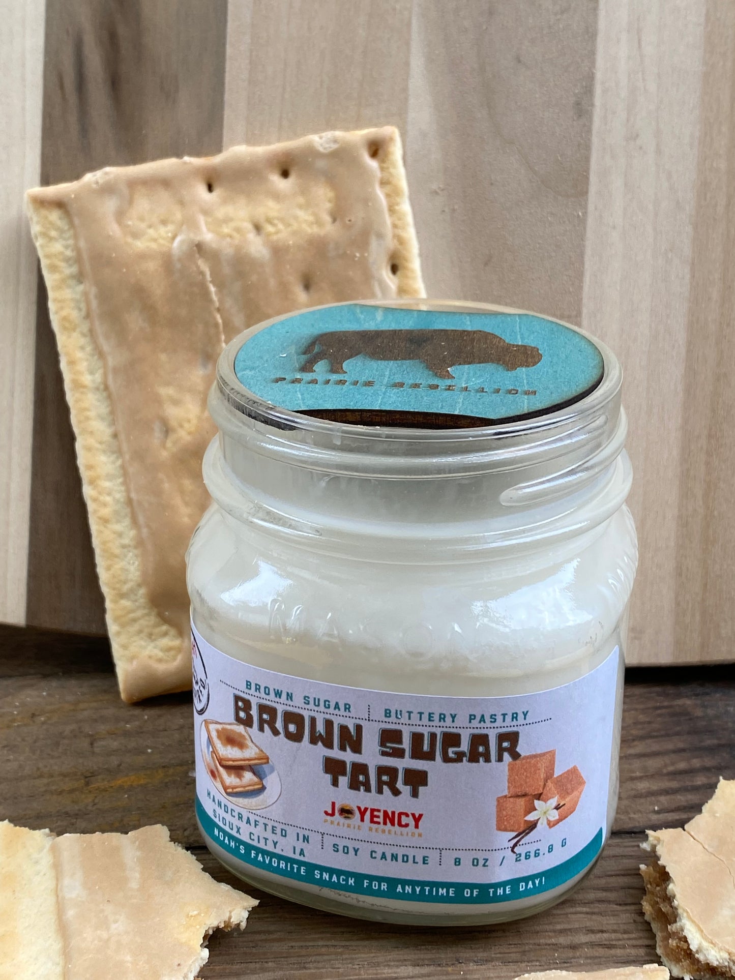 Brown Sugar Tart hand-poured soy candle with brown sugar tart