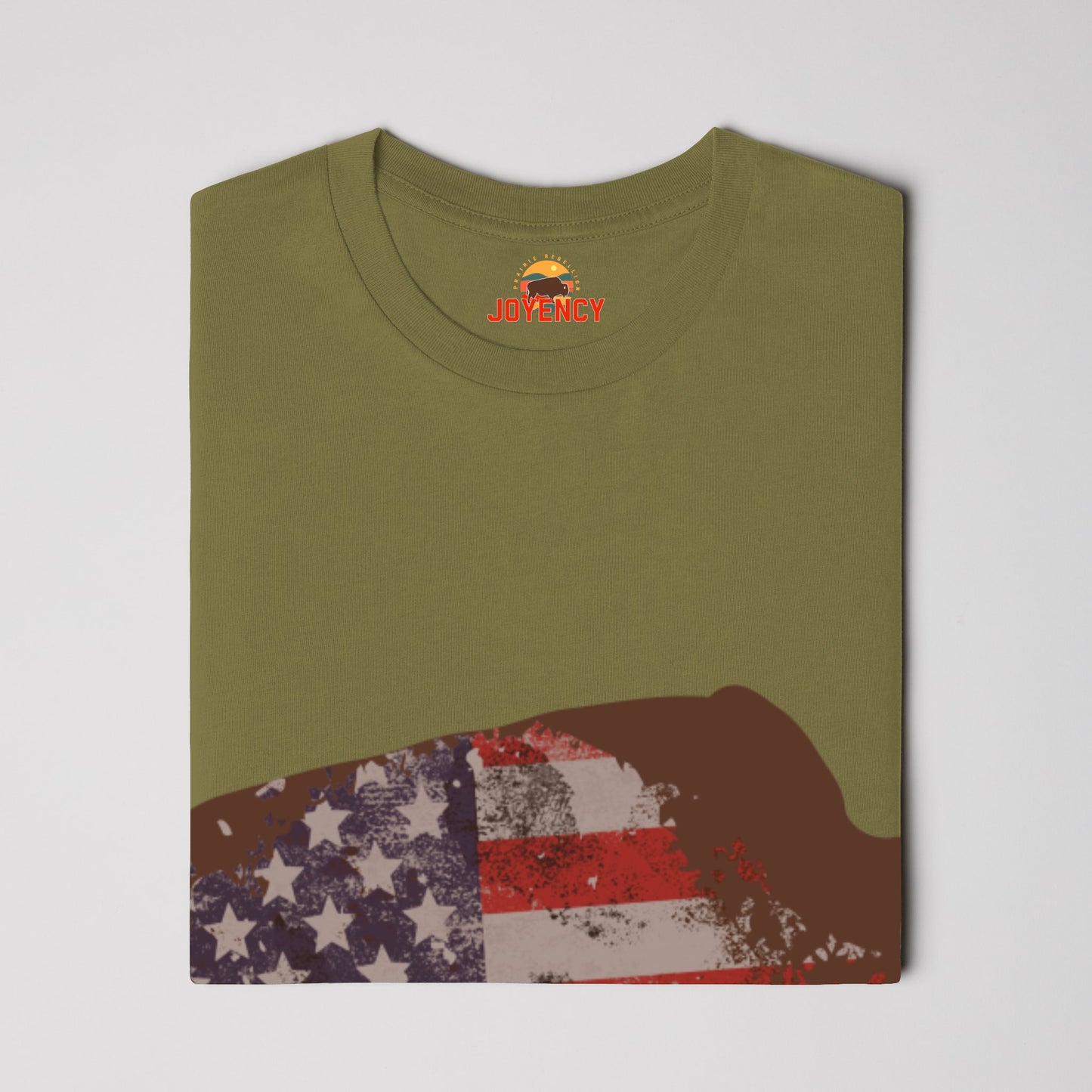 Joyency Buffalo Shirt with Distressed Flag, no words