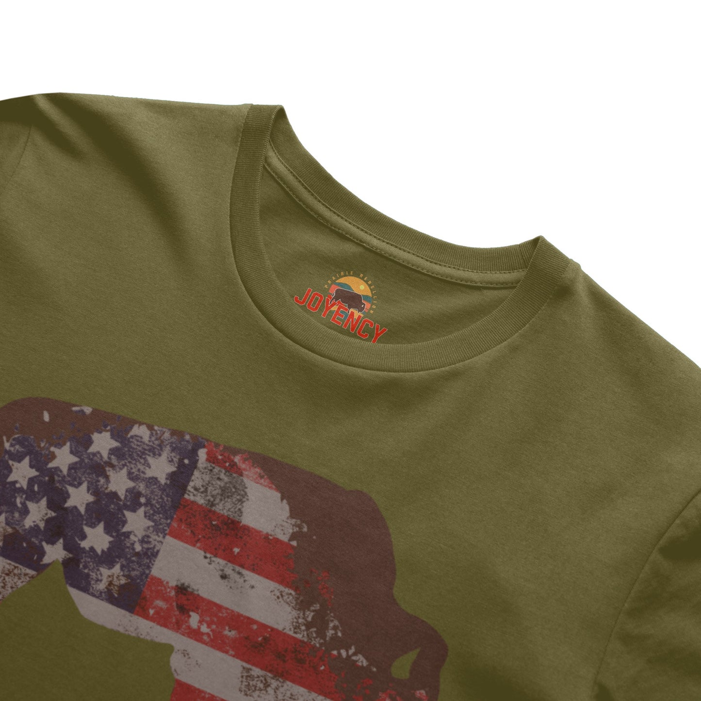 Joyency Buffalo Shirt with Distressed Flag, no words