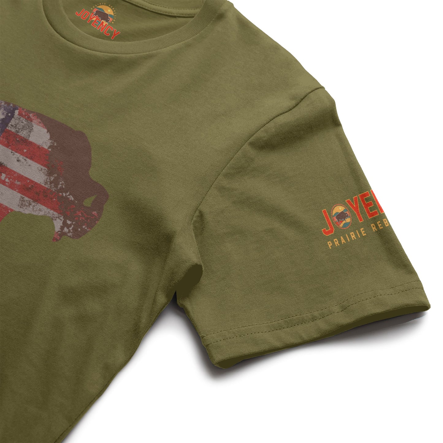 Joyency Buffalo Shirt with Distressed Flag, no words
