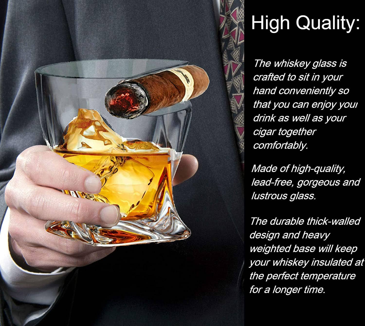 Cigar holding whiskey glasses