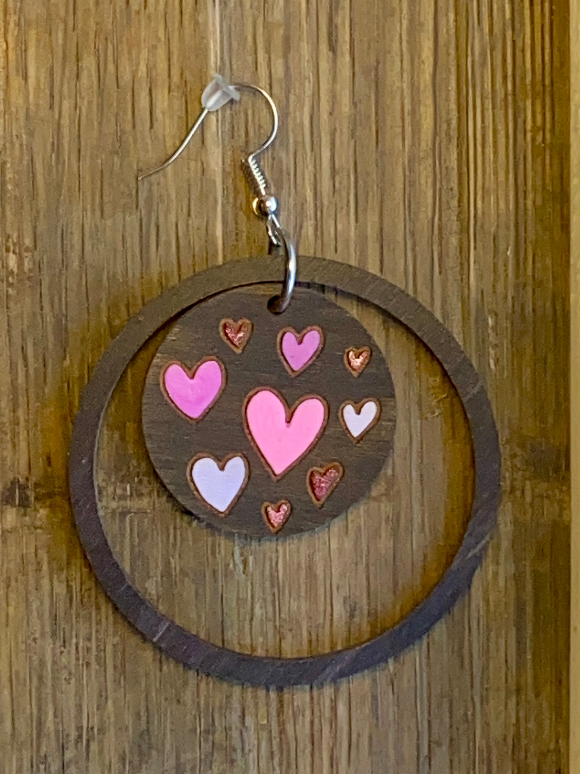 Circle and Hearts Earring