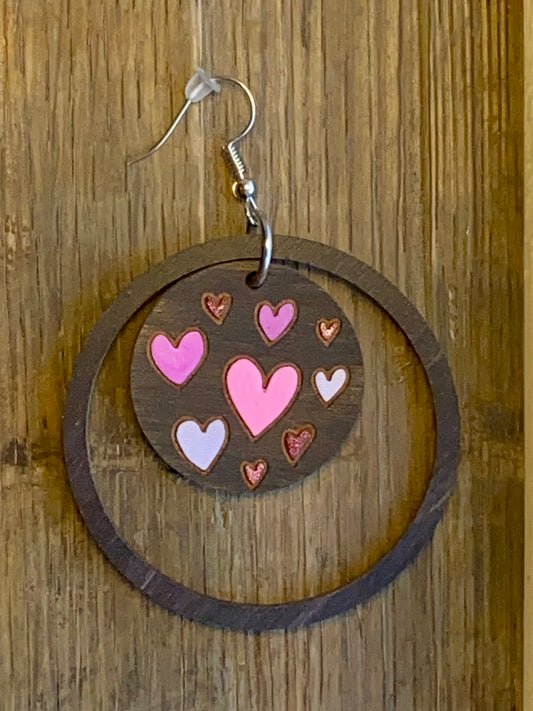 Circle and Hearts Earring