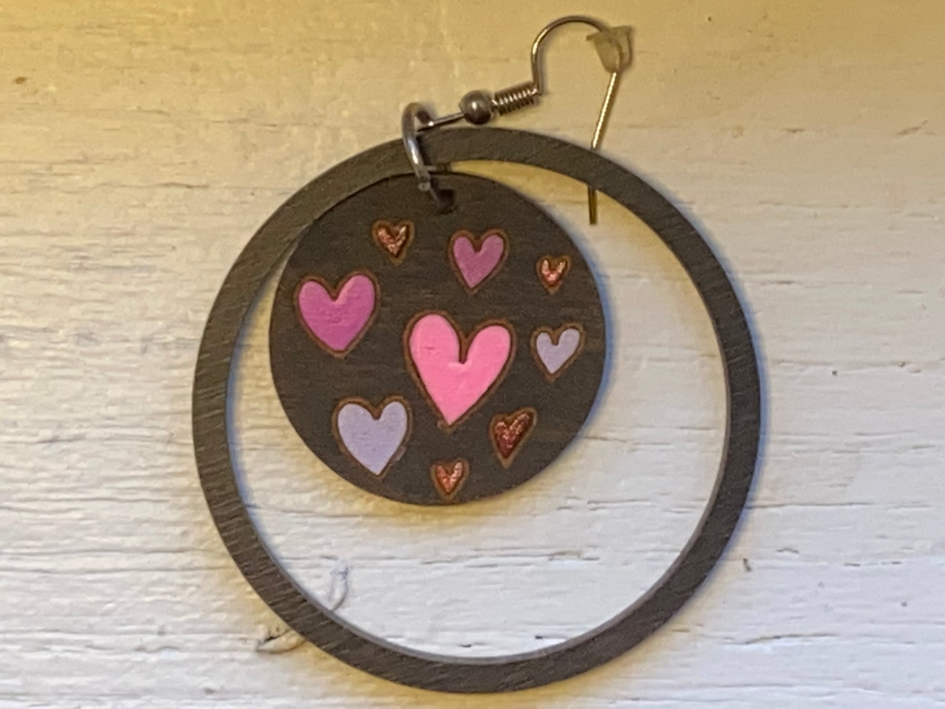 Circle and Hearts Earring