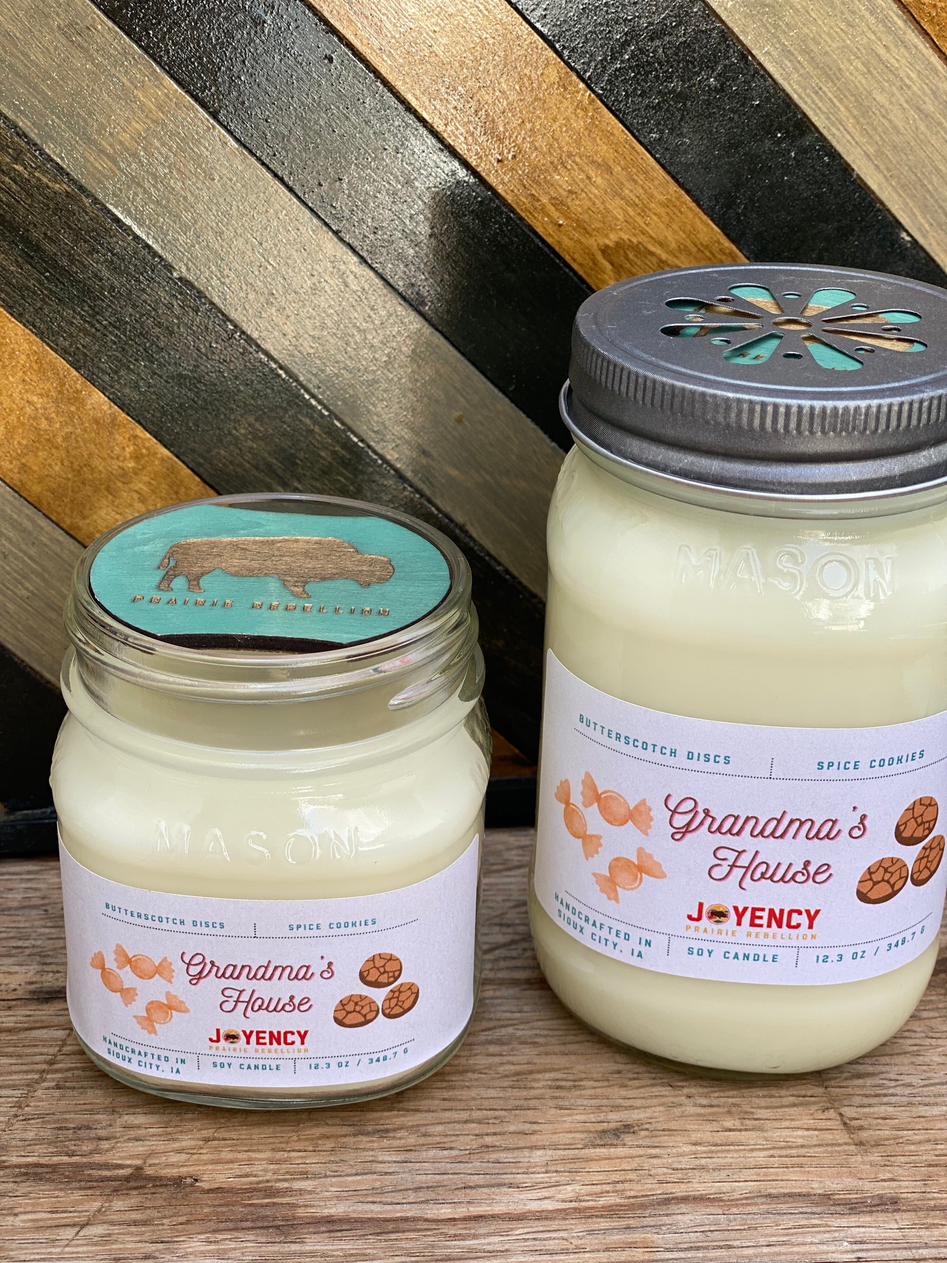 Grandma's House hand-poured soy candle with butterscotch and spiced cookies