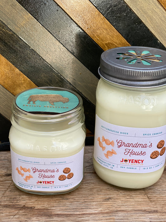 Grandma's House hand-poured soy candle with butterscotch and spiced cookies