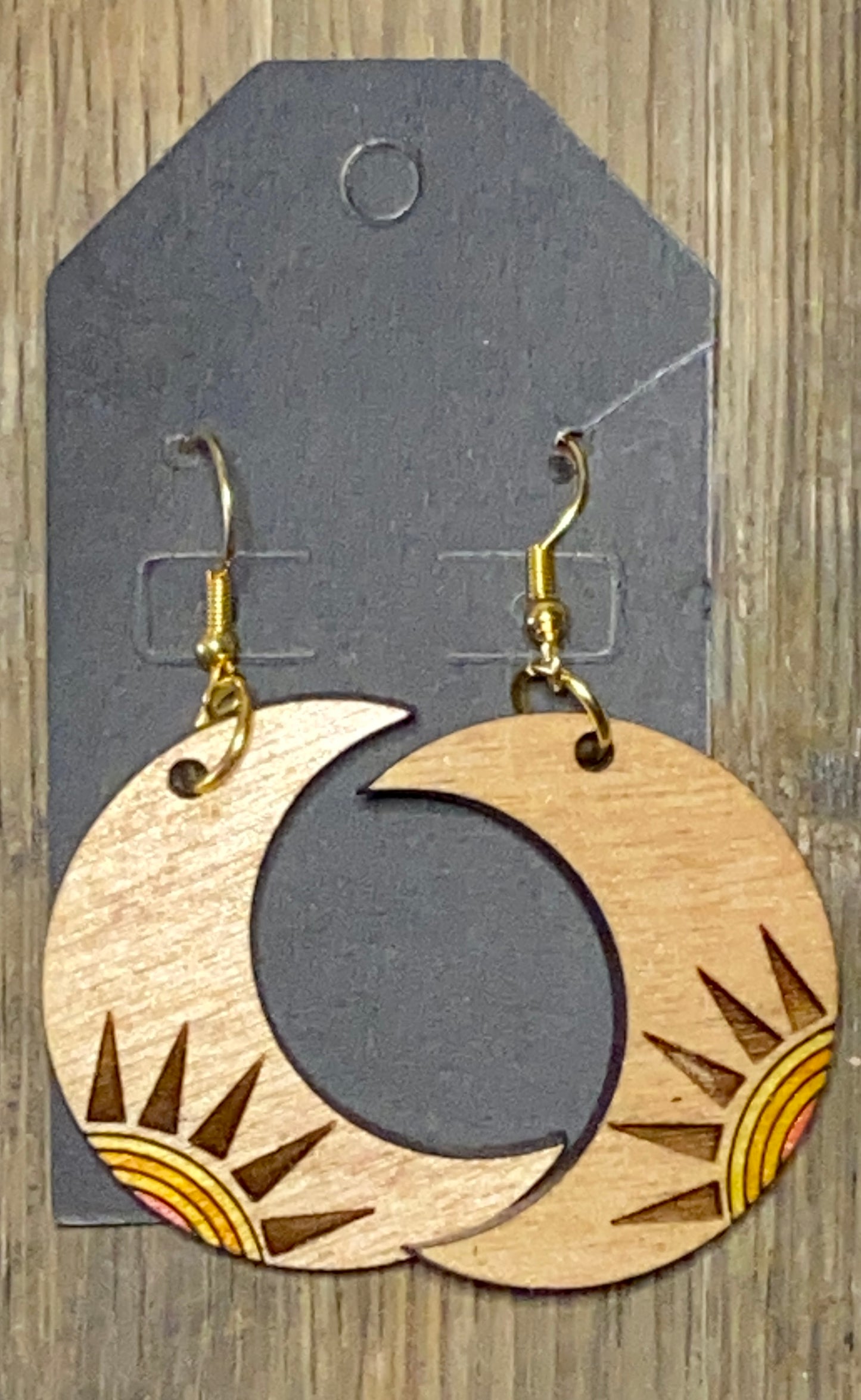 Crescent Moon Handcrafted Wooden Earring