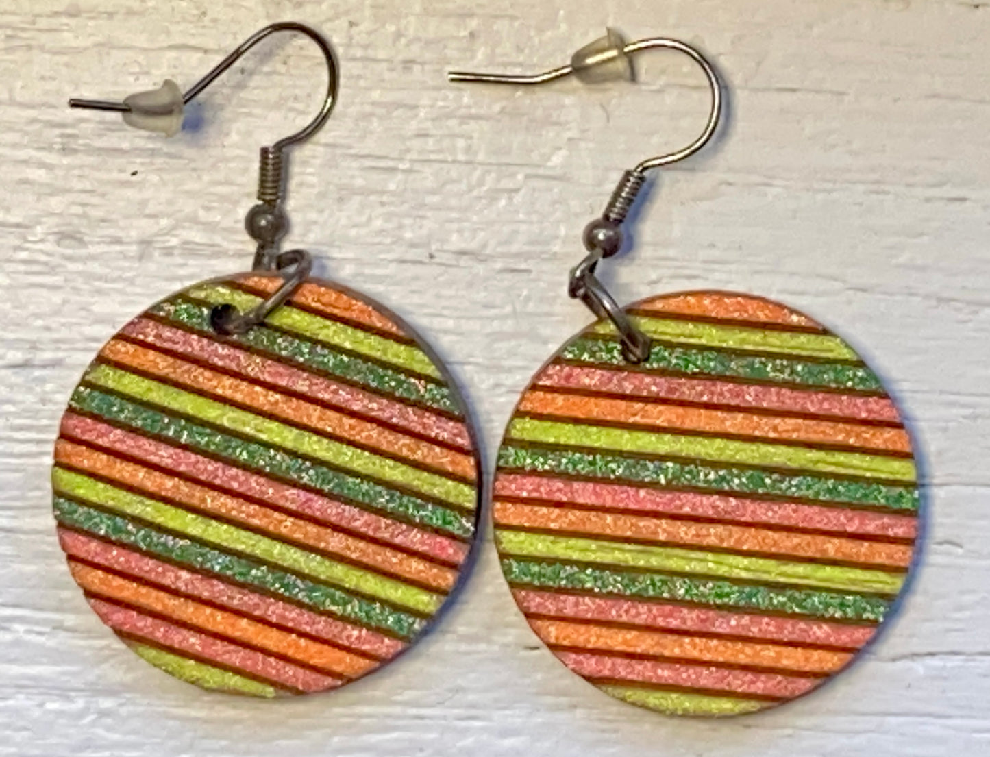 Wooden Multicolor Circle Earrings Hypoallergenic