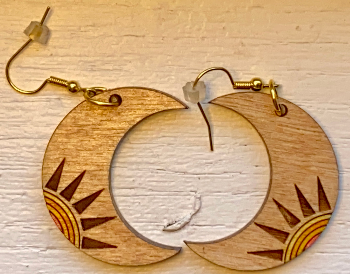 Crescent Moon Handcrafted Wooden Earring
