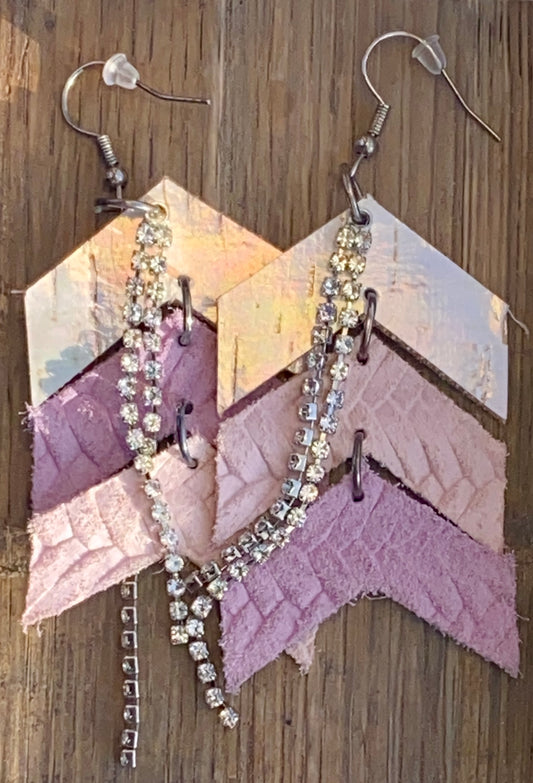 Leather Dangling Cheveron Earrings hyperallergic