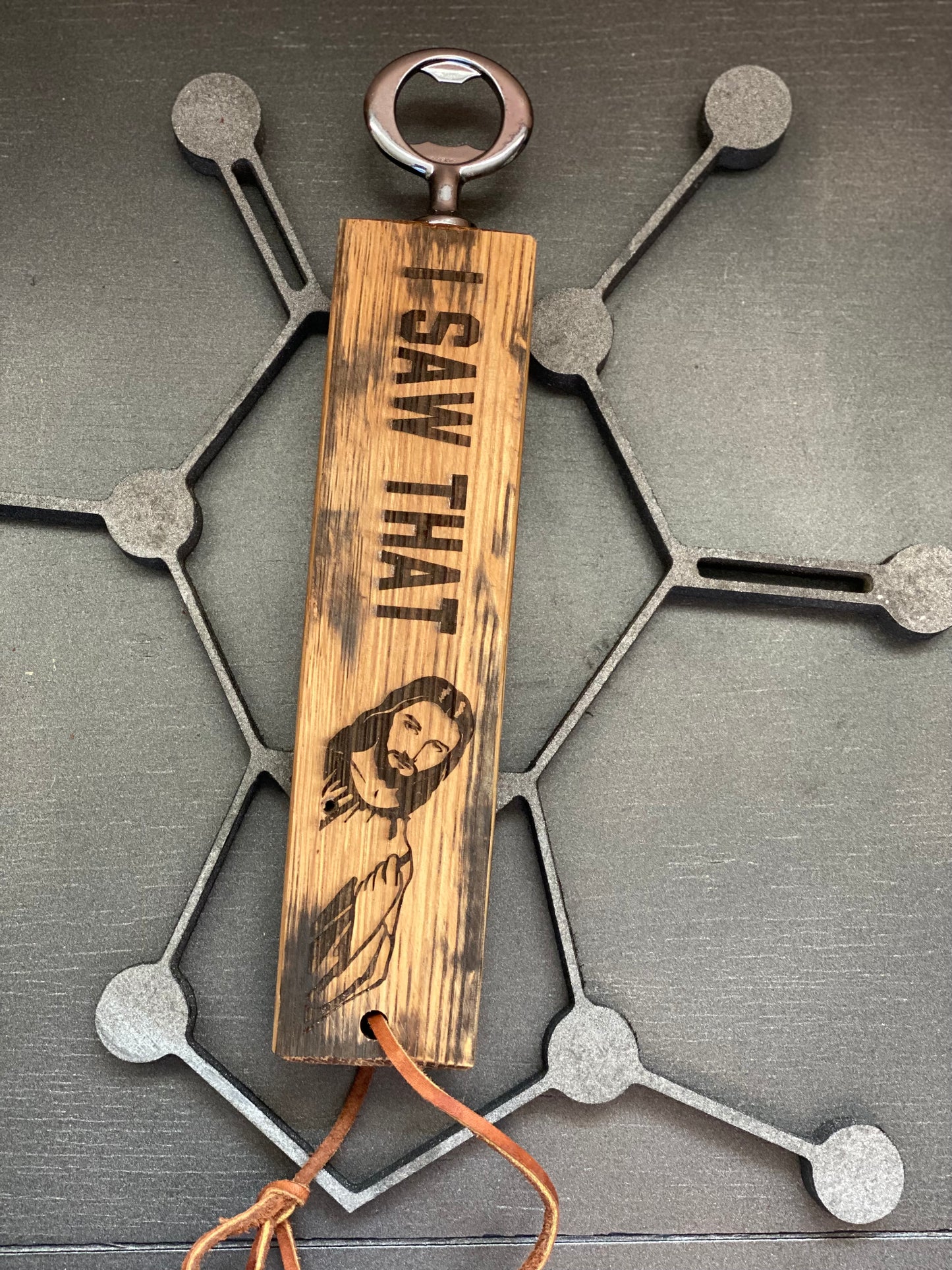 Handcrafted Whiskey Barrel Bottle Opener – Customizable & Rustic