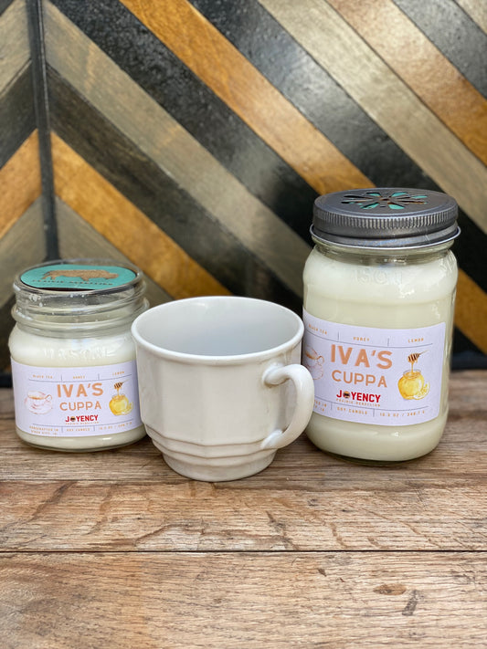 Iva’s Cuppa soy candle jar.