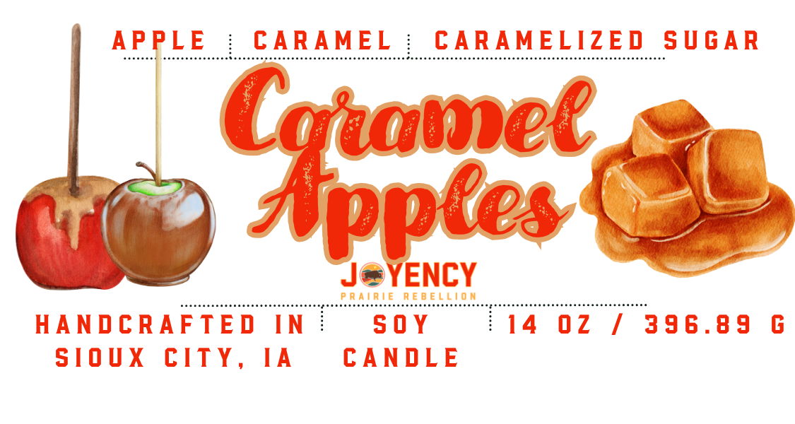 Caramel Apple hand-poured soy wax candle with apple and caramel tones