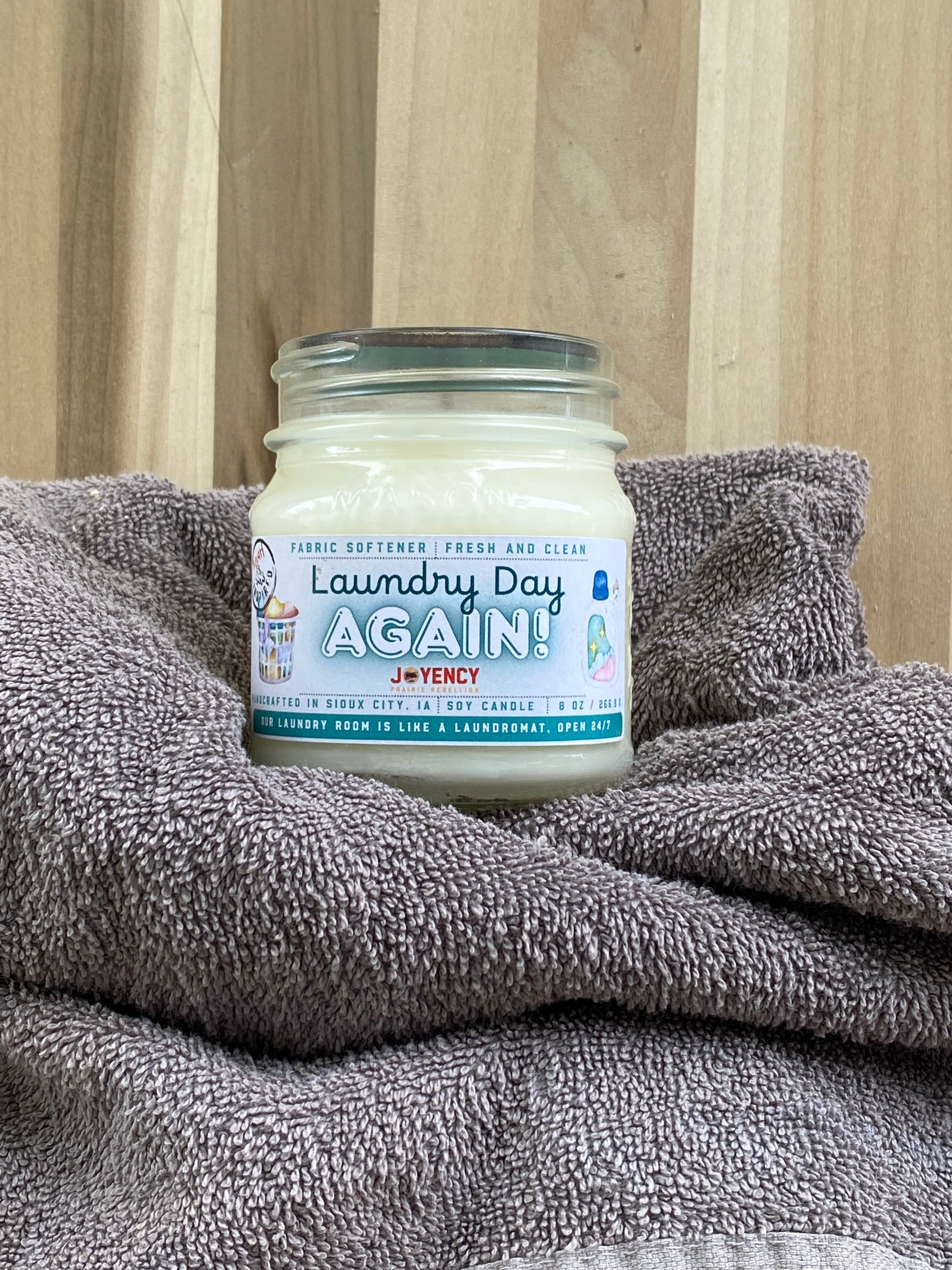 Laundry Day Again soy candle jar