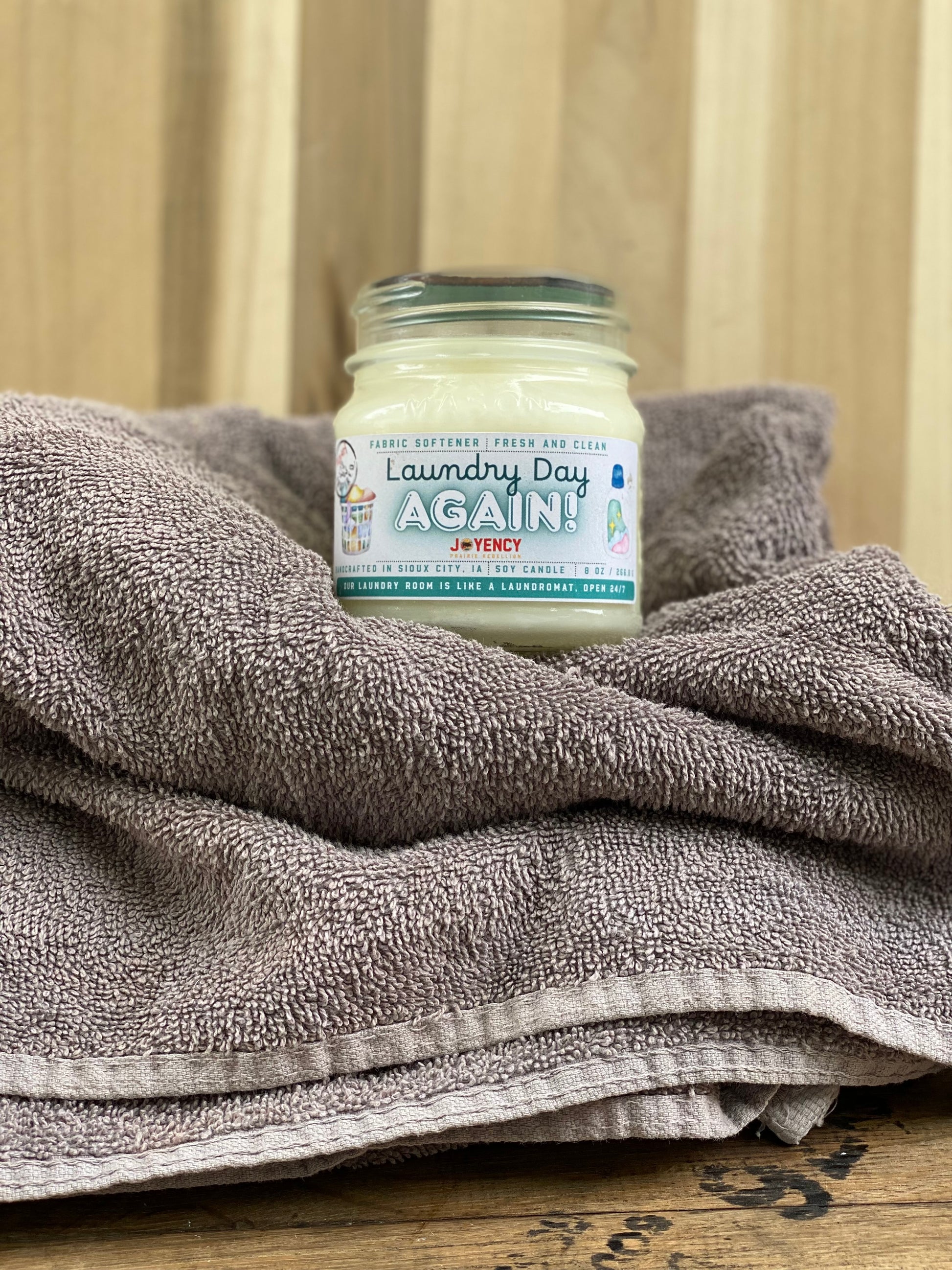 Laundry Day Again soy candle jar