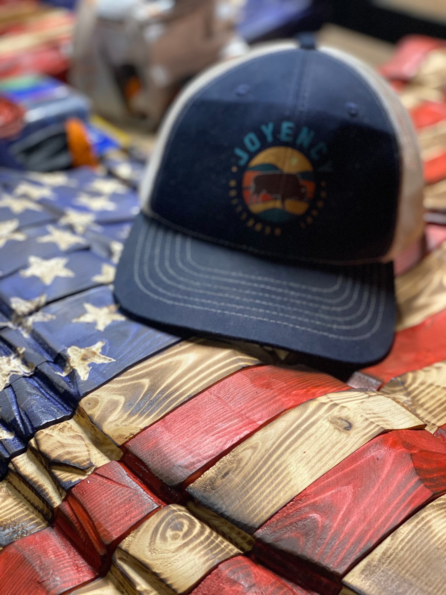 Rustic American Waving Wooden Flag 1
