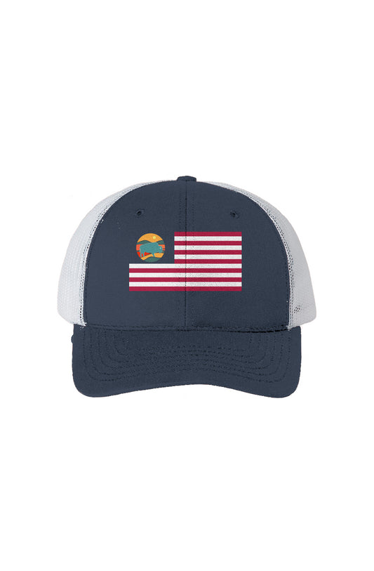 Joyency Flag HatUSA-Made-White Mesh Trucker Cap