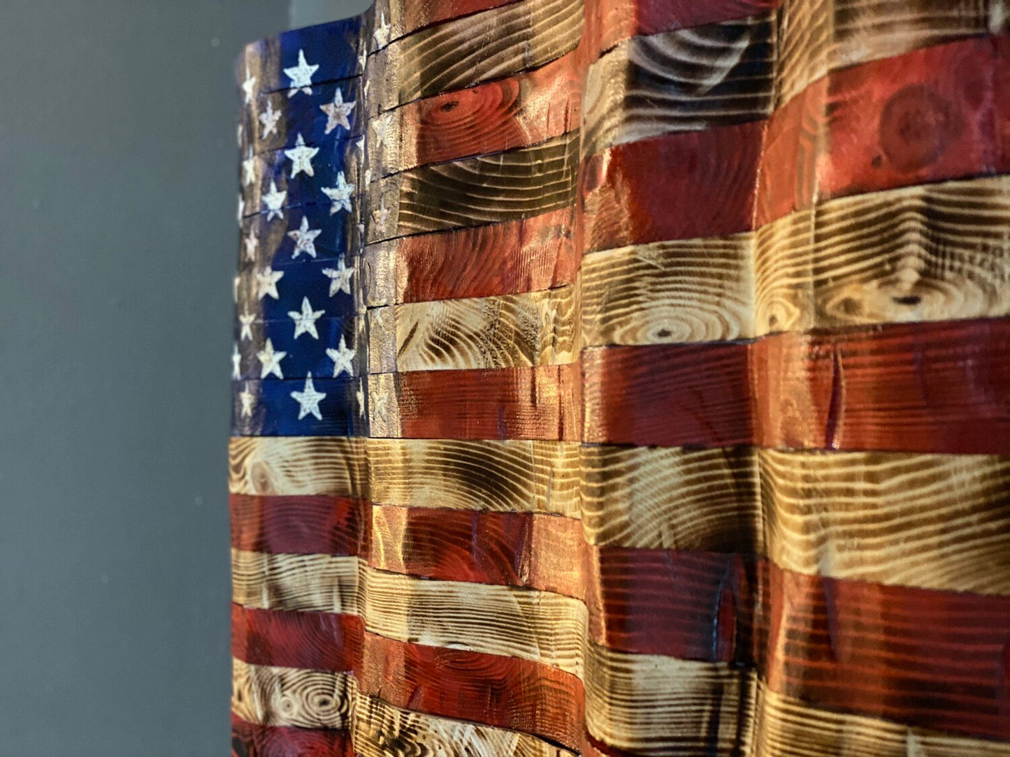 Rustic American Waving Wooden Flag 1