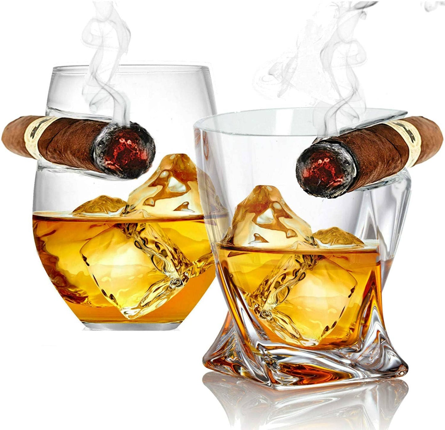 Cigar Whiskey Glass - Twist & Rounded Whiskey Glass 2 Pk