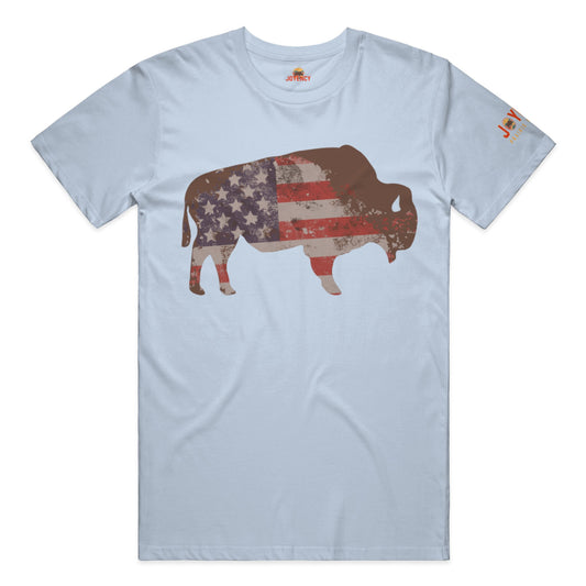 Joyency Buffalo Shirt with Distressed Flag, no words