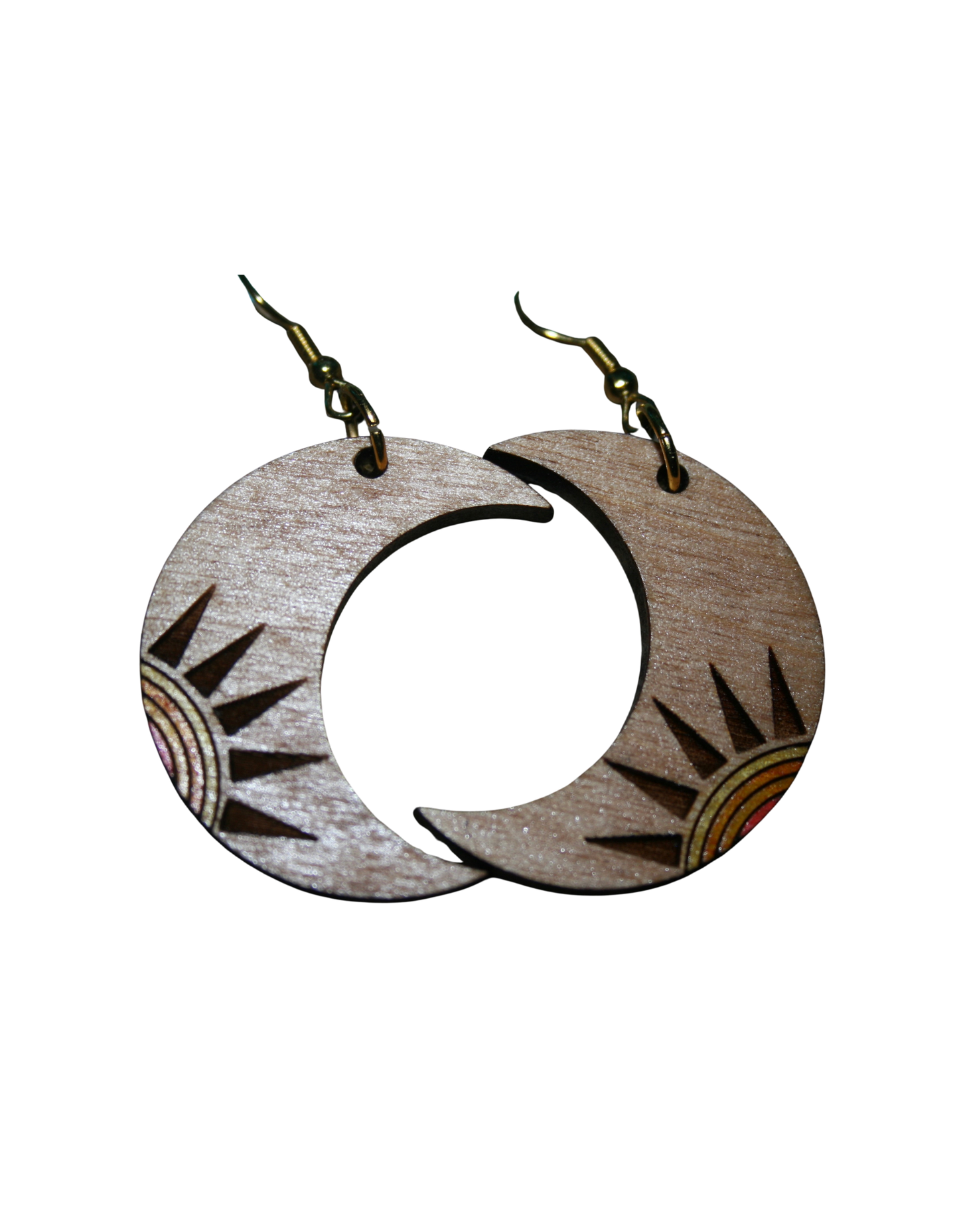 Crescent Moon Handcrafted Wooden Earring