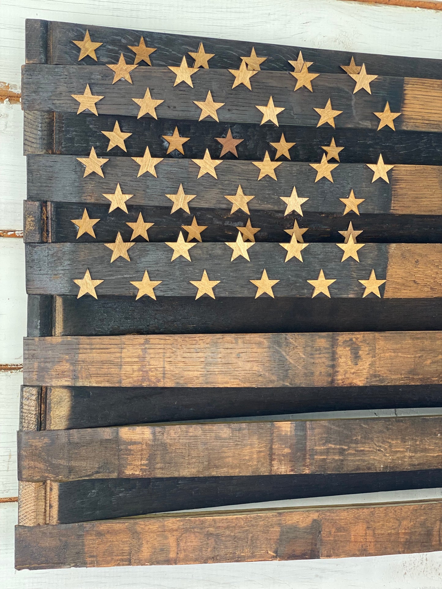 Black Tan Whiskey Barrel American Flag