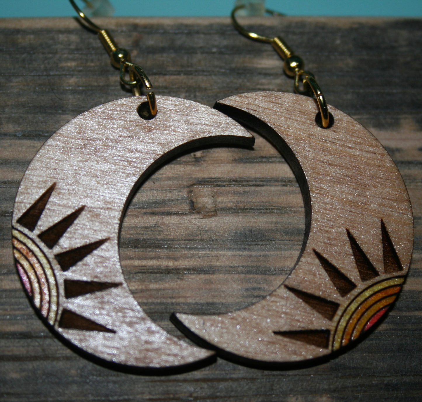 Crescent Moon Handcrafted Wooden Earring