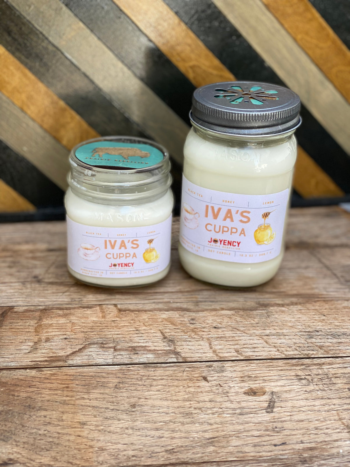 Iva’s Cuppa soy candle jar.