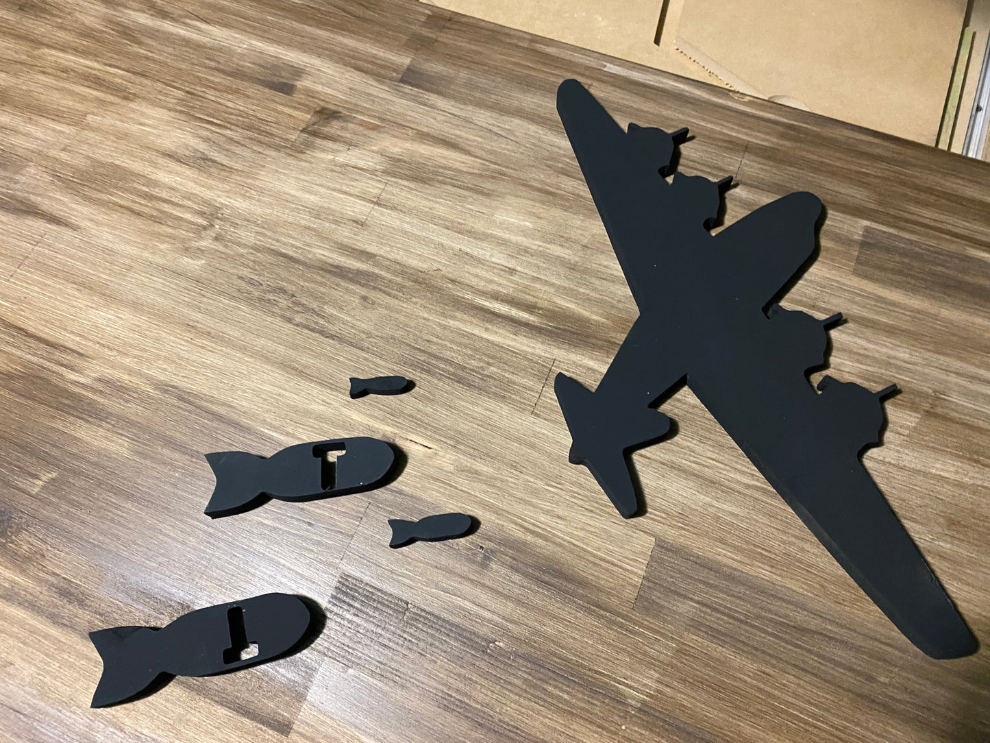 Wooden Man Mobile F or T Bombs  Upclose