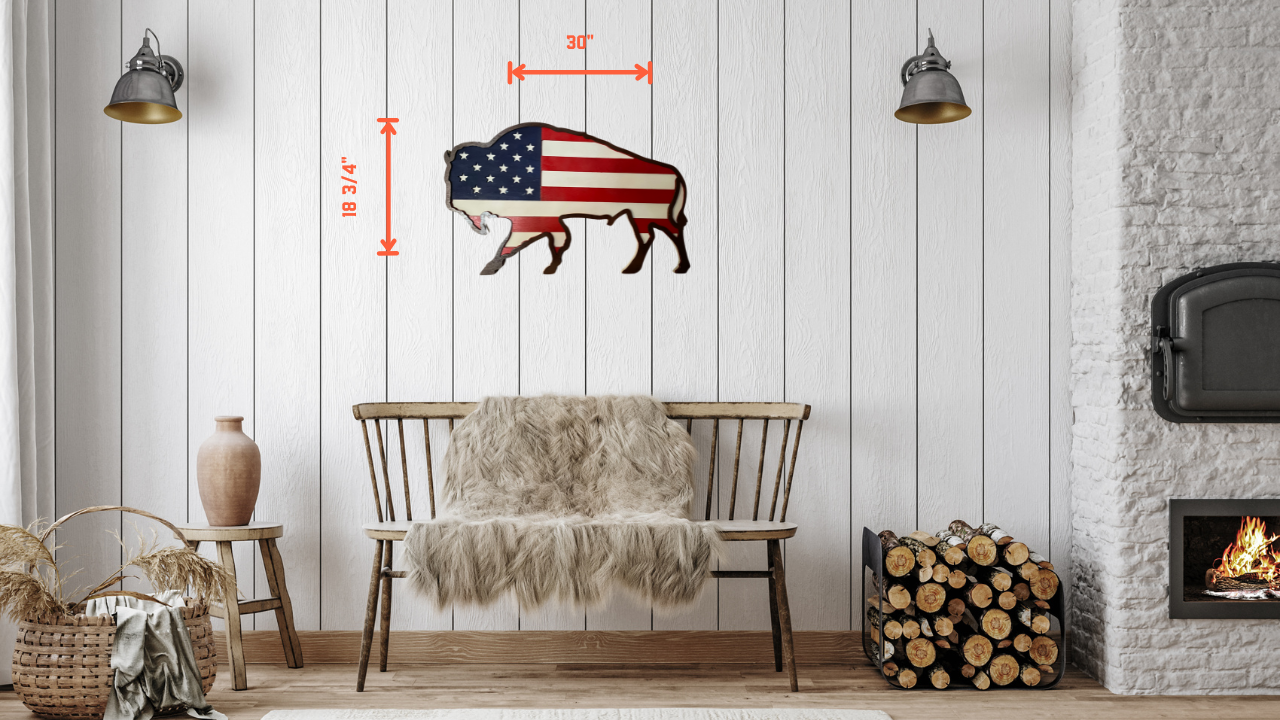 Buffalo American Flag Sign