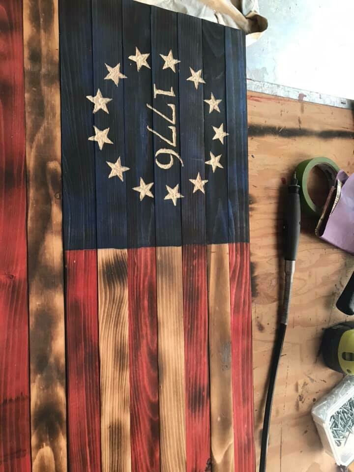 America 1776 Wooden Flag