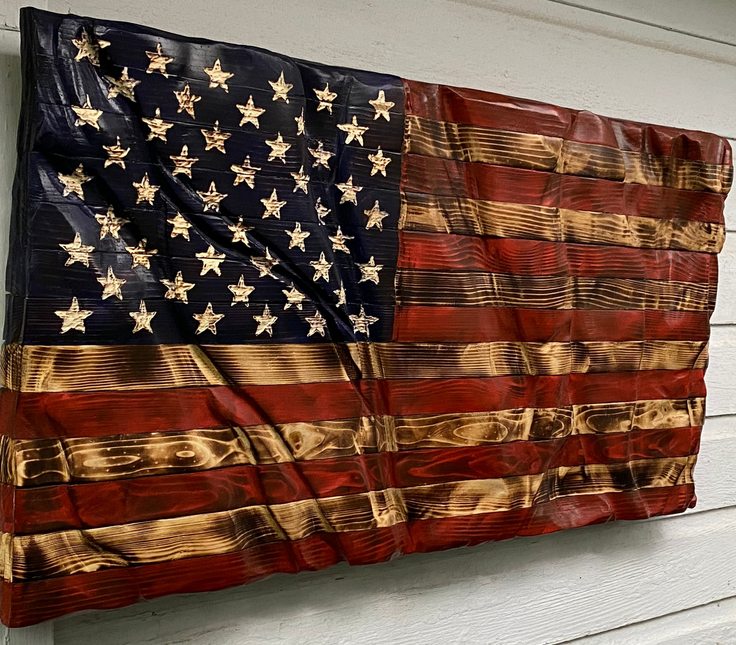 American Wooden Waving Flag