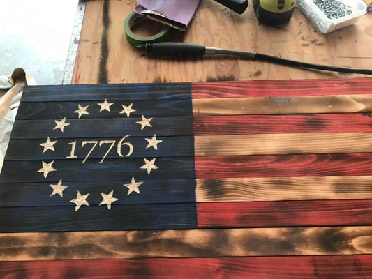 Betsy Ross American Wooden Flag
